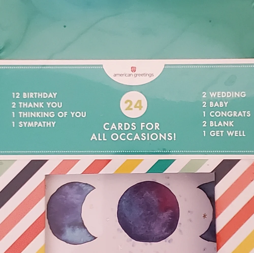 American Greetings card assortment with file box